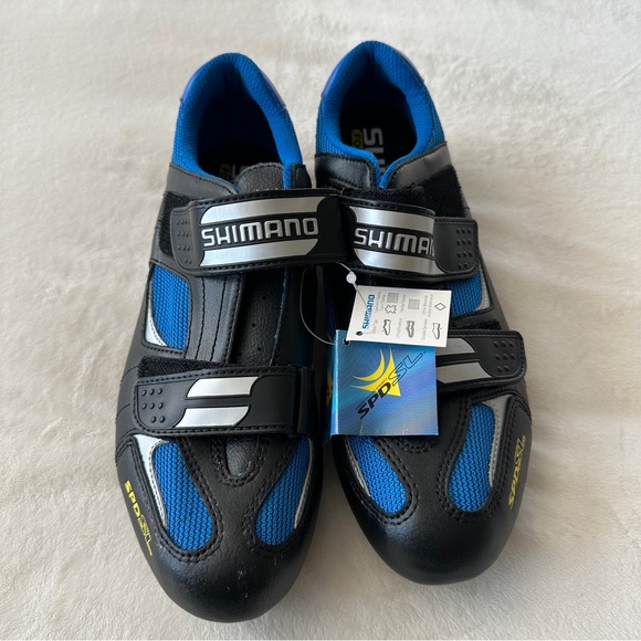 NWT Shimano SH-R073B SPD-SL Road Cycling Shoes Men’s 11.5 US Black Blue - Picture 1 of 9